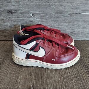 Nike Air Force One LV8 2 Toddler Shoes Maroon/White/Black Size 10C